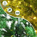 Costway 1.8m/6ft Pre-lit Pencil Christmas Tree,Artificial Hinged Fir Christmas Tree with 743 PVC Tips and 250 SAA certificated LED Lights, Christmas Drcoration with Sturdy Iron Stand, Easy Set-up