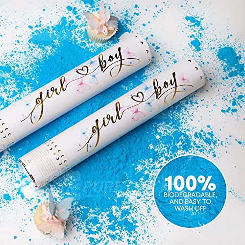 Gender Reveal Confetti Cannon - 2 Pack - Biodegradable Blue Gender Reveal Smoke Bombs for Gender Reveal Party | Gender Reveal Cannons | Baby Gender Reveal Poppers | Boy Gender Reveal Powder Cannon