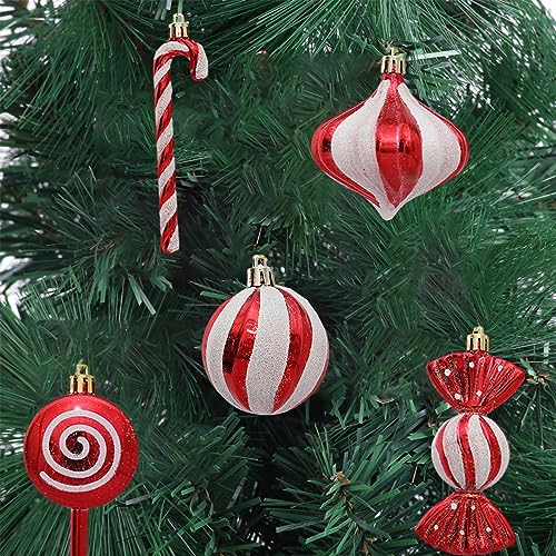 Generic 14Pcs Candy Christmas Hanging Ornaments Pendants Adornment with Rope Christmas Tree Decoration Peppermint Candy Cane for Xmas Tree Holiday