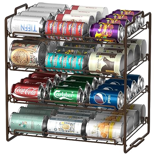 4-Tier Stackable Can Storage Rack, Sulishang Stainless Steel Upgraded Large Capacity, Suitable for Kitchen Cabinets, Pantry, Multifunctional Storage Rack