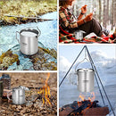 Lixada Camping Cup Pot,750ml Stainless Steel Water Cup Mug with Foldable Handles and Lid for Outdoor Camping Hiking Backpacking