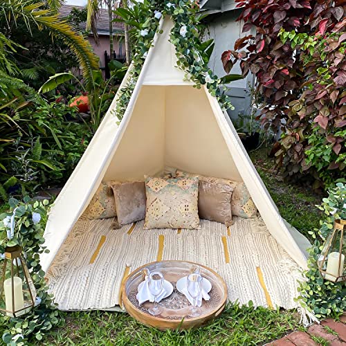 Razee Teepee for Kids 5 Sides, Large Tall, Wedding Teepee, Adult Teepee, Huge Teepee Wide Open Front Teepee Without Door Flaps, Beach Tent (Huge Teepee)