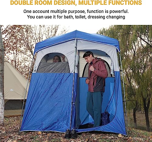 KingCamp Outdoor Privacy Double Shower Tents Dressing Room Portable Shelter Picnic Fishing Bathroom Rain Shelter with Window for Hiking and Beach