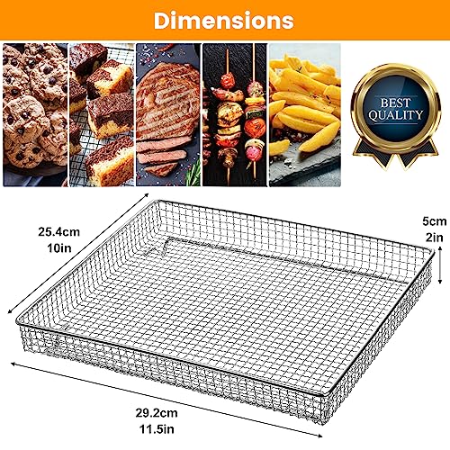 Air Fryer Tray Replacement for Cuisinart TOA-60 TOA-65 Toaster Air Fryer Convection Oven, 11.5 * 10'' Non-Stick Mesh Air Fryer Stainless Steel Basket Wire Rack Accessories Parts, Dishwasher Safe