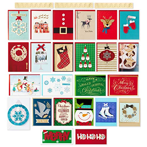 Hallmark Assorted Handmade Boxed Christmas Cards (Set of 24 Premium Holiday Greeting Cards and Envelopes)