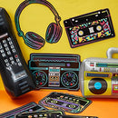 26 Pieces 80s 90s Decorations Inflatable Radio Boombox Inflatable Mobile Phone Gold Inflatable Foil Chain Balloons 80s 90s Props Retro Cassette Headphones Player Cutouts for Hip Hop Party Decoration