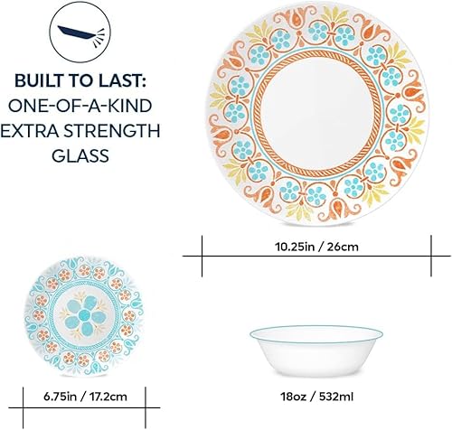 Corelle Terracotta Dreams Dinnerware Set, 18 Piece, 6 x 26cm Dinner Plate, 6 x 17cm Bread & Butter Plate, 4 x 532mL Soup/Cereal Bowl