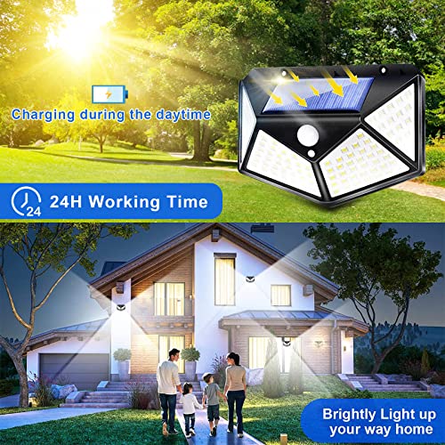 6 Packs Solar Lights Outdoor, Efficient Wireless Motion Solar Sensor Lights with 3 Light Modes, IP65 Waterproof Solar LED Light for Garden, Patio, Driveway Path Outdoor Scene