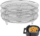 Air Fryer Racks for Ninja Dual Air Fryer, 3-Layer Stackable Dehydrator Racks Stainless Steel Air Fryer Basket Air Fryer Accessories Fit for 7.5L-8L Air Fryer (Round)