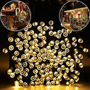 Solar Christmas Lights Outdoor 100 LED 12M/39ft 8 Modes Solar Powered Xmas Outdoor Lights Waterproof Starry Christmas Fairy Lights for Indoor Gardens Homes Wedding Holiday Party (Warm White)