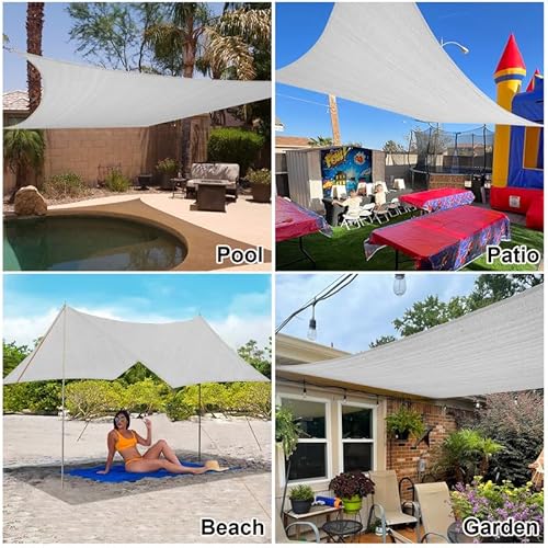 Amagenix Shade Sails Light Grey, Curved Outdoor Patio Shade Canopy 26'X26' Breathable Canopy 95% UV Block Breathable Canopy for Outdoor Patio Garden Backyard (We Make Custom Size)
