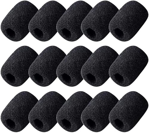 15pcs Foam Mic Cover, 30×22mm Handheld Microphone Windscreen, Lapel Headset Microphone Sponge Mini Foam Cover Shield Protection for Variety of Headset Microphone