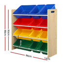 Keezi Kids Toy Box 12 Bins Bookshelf Organiser Children Storage Rack