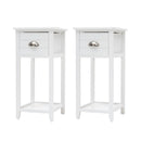 2X Bedside Table Drawer Vintage Side Table Storage Cabinet Bedroom VALERIE WHITE