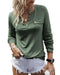 Mist Green Long Sleeve Snap Button Henley Top - L
