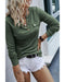 Mist Green Long Sleeve Snap Button Henley Top - L