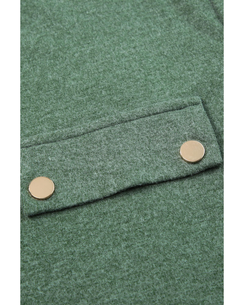 Mist Green Long Sleeve Snap Button Henley Top - L