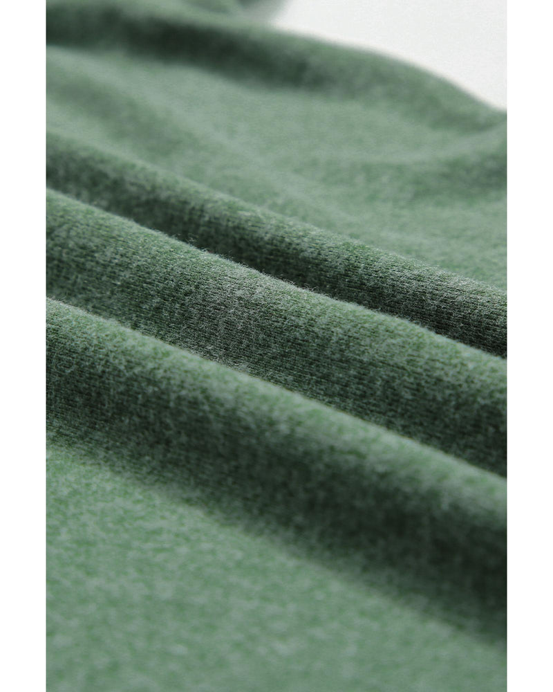 Mist Green Long Sleeve Snap Button Henley Top - L