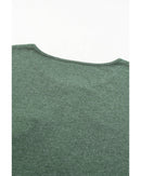 Mist Green Long Sleeve Snap Button Henley Top - L