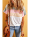 White Ribbed Color Block Patchwork T-shirt - XL