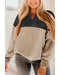 Carbon Grey Notched Neck Colorblock Corded Sweatshirt - M