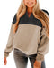 Carbon Grey Notched Neck Colorblock Corded Sweatshirt - M