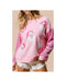 Pink Sequined Santa Claus Long Sleeve Christmas Sweatshirt - L