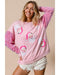Pink Sequined Santa Claus Long Sleeve Christmas Sweatshirt - L