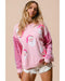 Pink Sequined Santa Claus Long Sleeve Christmas Sweatshirt - L