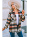 Azura Exchange Khaki Geometric Plaid Print Pocketed Shacket - L