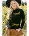 Black Cheetah Pattern Knit Round Neck Sweater - L