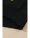 Black Cheetah Pattern Knit Round Neck Sweater - L