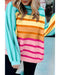 Yellow Stripe Gradient Striped Ribbed Edge Loose Sweater - S