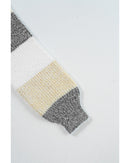 Gray Stripe Colorblock Bubble Sleeve Drop Shoulder Sweater Dress - L
