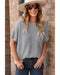Gray Short Sleeve Side Slit Oversized Sweater - M