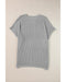 Gray Short Sleeve Side Slit Oversized Sweater - M