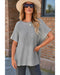 Gray Short Sleeve Side Slit Oversized Sweater - M