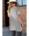 Gray Short Sleeve Side Slit Oversized Sweater - M