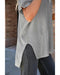 Gray Short Sleeve Side Slit Oversized Sweater - M