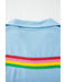 Sky Blue Rainbow Colorblock Collared Short Sleeve Top 2 Piece Shorts Set - S