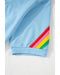 Sky Blue Rainbow Colorblock Collared Short Sleeve Top 2 Piece Shorts Set - S