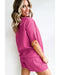 Rose Red Waffle mama Embroidered Tee and Drawstring Shorts - S