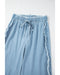 Myosotis Light Wash Raw Hem Ruffled Wide Leg Jeans - 12 US