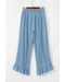 Myosotis Light Wash Raw Hem Ruffled Wide Leg Jeans - 12 US