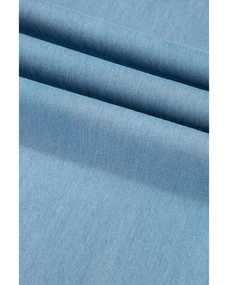 Myosotis Light Wash Raw Hem Ruffled Wide Leg Jeans - 12 US