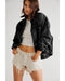 Black Washed Oversize Pocketed Denim Jacket - L