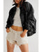 Black Washed Oversize Pocketed Denim Jacket - L