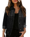 Black Washed Oversize Pocketed Denim Jacket - L