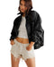 Black Washed Oversize Pocketed Denim Jacket - L