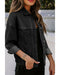 Black Washed Oversize Pocketed Denim Jacket - L